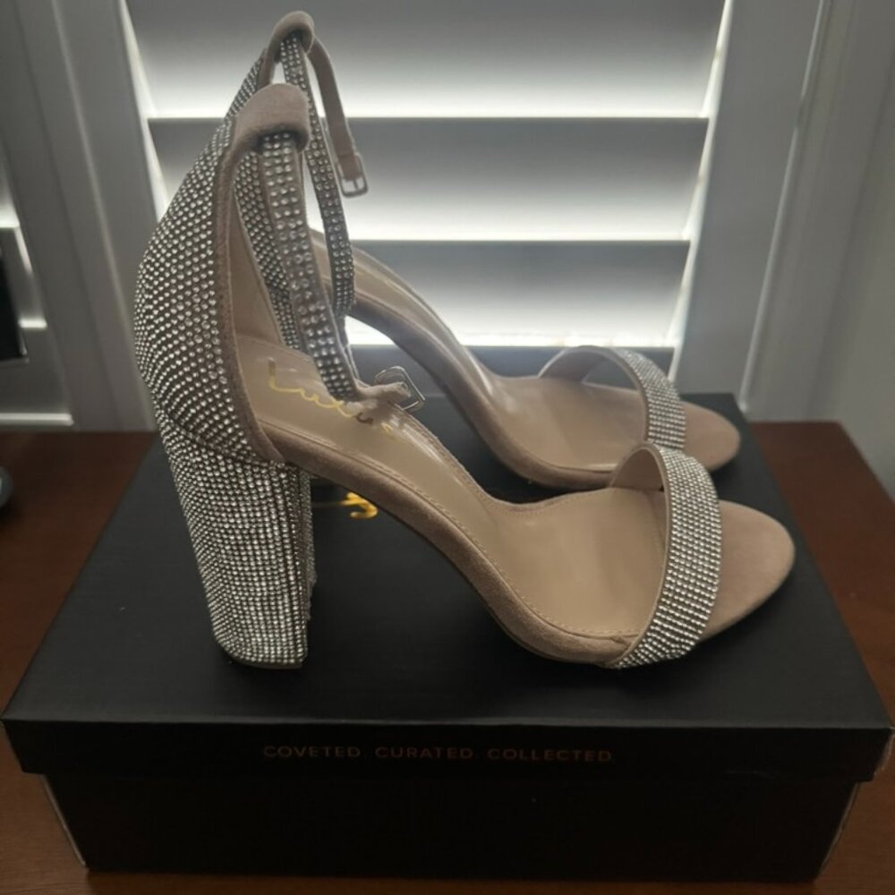 Taylor Rhinestone Light Nude Suede Ankle Strap Heels - Lulus - Picture 3 of 10